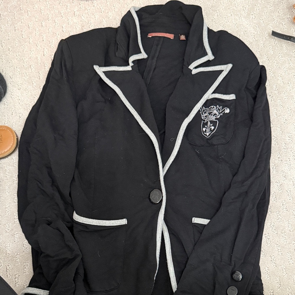 525 America Black Cardigan with Gray Trim